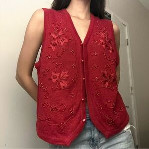 Requirements Red Embroidered Blouse